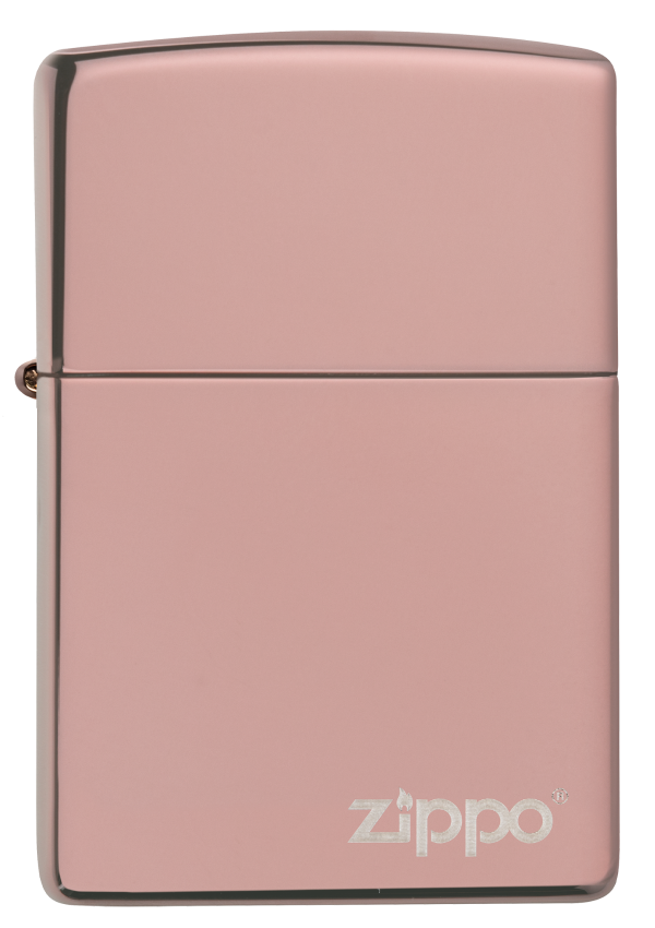 Classic High Polish Rose Gold Zippo Logo - All Materials